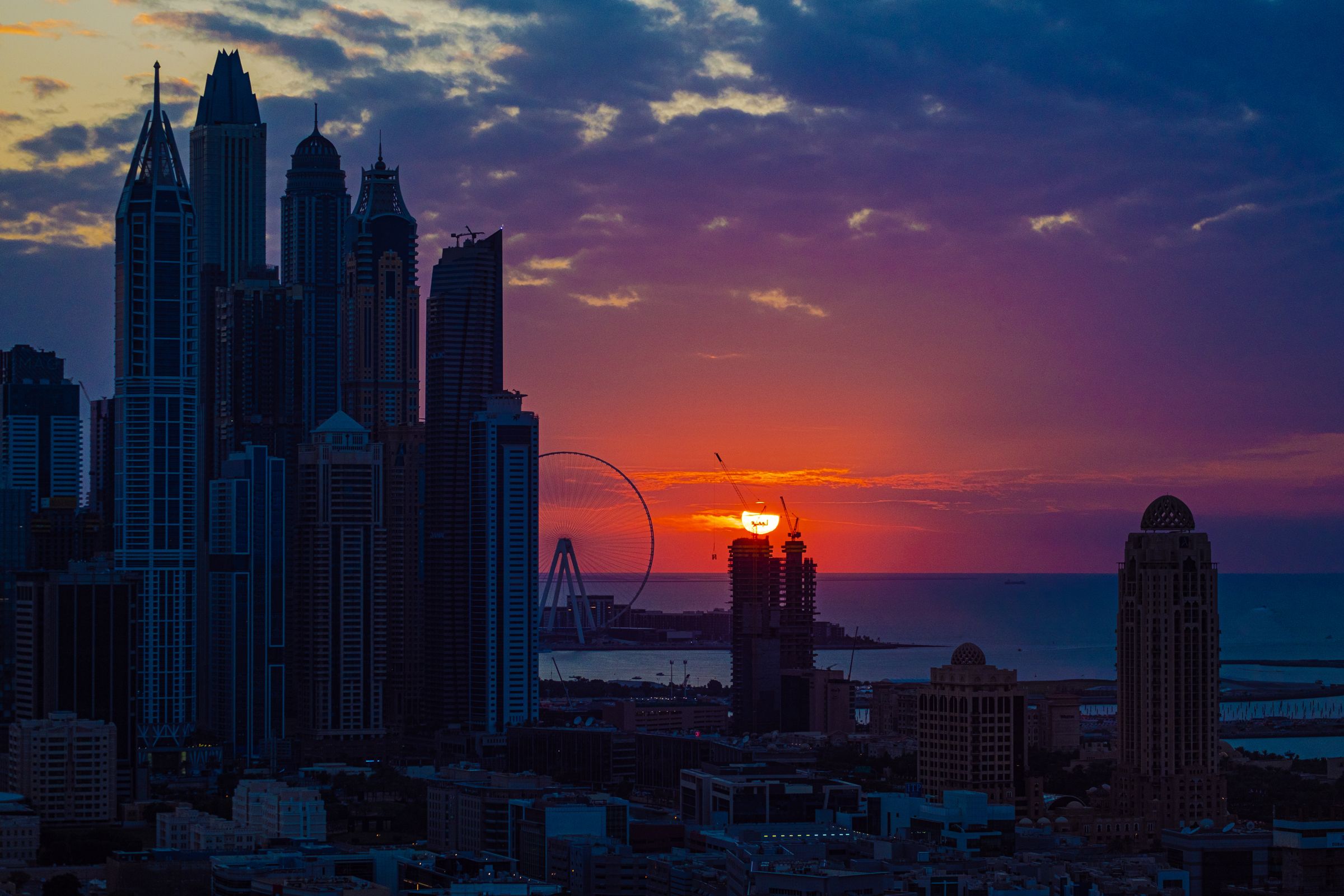 Dubai skyline at sunset